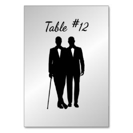 Silver Gay Wedding Grooms mit Namen und Datum Tischnummer