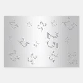 Silver Gem & Glitzer 25. Geburtstagsparty Geschenkpapier Set