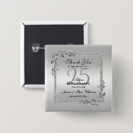 Silver Gem & Glitzer 25. Hochzeitstag Button
