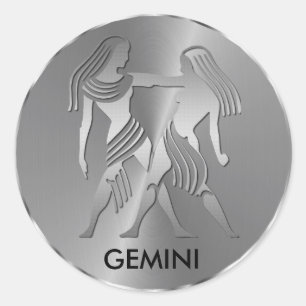 Silver Gemini the Twins - Zodiac-Zeichen Runder Aufkleber