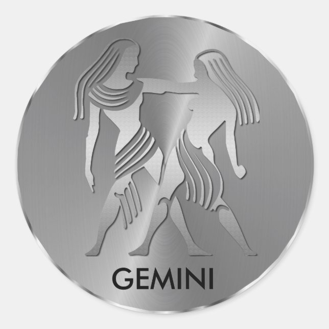 Silver Gemini the Twins - Zodiac-Zeichen Runder Aufkleber (Vorderseite)