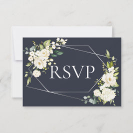 Silver Geometric Blue Floral UAWG RSVP Karte