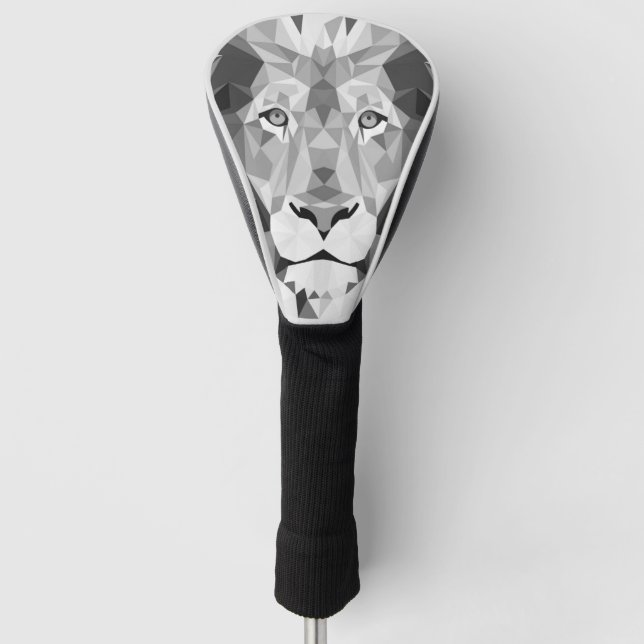 Silver Geometric Lion Golf Headcover (Vorderseite)