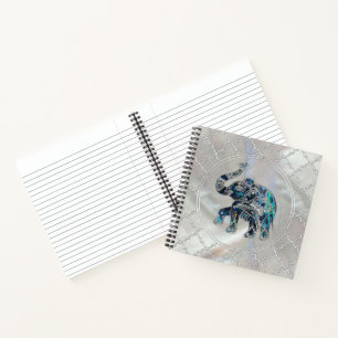 Silver Gerahmt Elephant on Abalone and Pearl Notizbuch