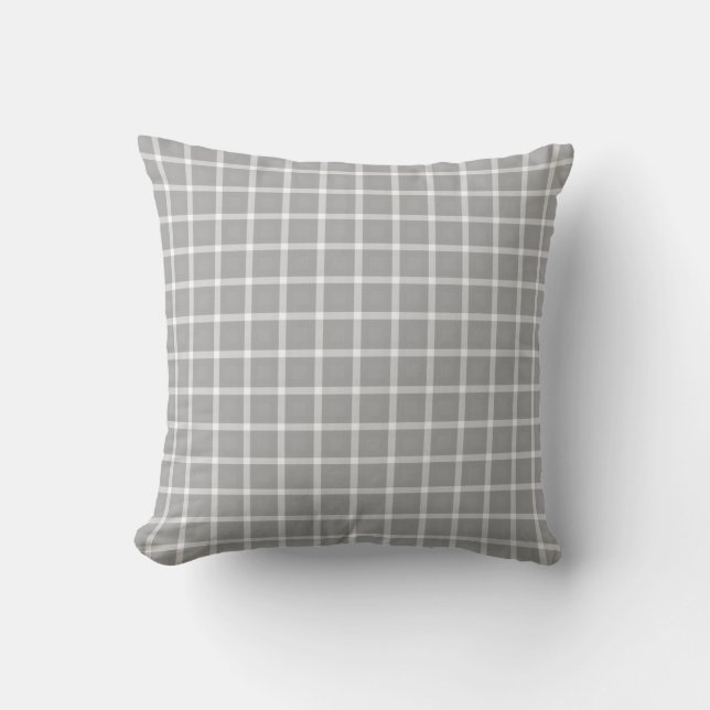Silver Gingham Pattern Kissen (Vorderseite)