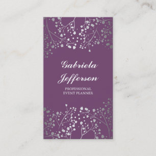 Silver Gipskraut Amethyst Vintag Elegant Visitenkarte