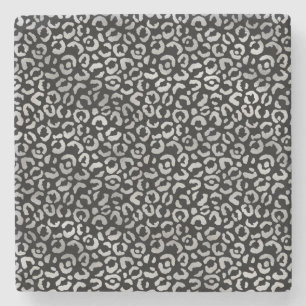 Silver Glam Black Leopard Print Steinuntersetzer