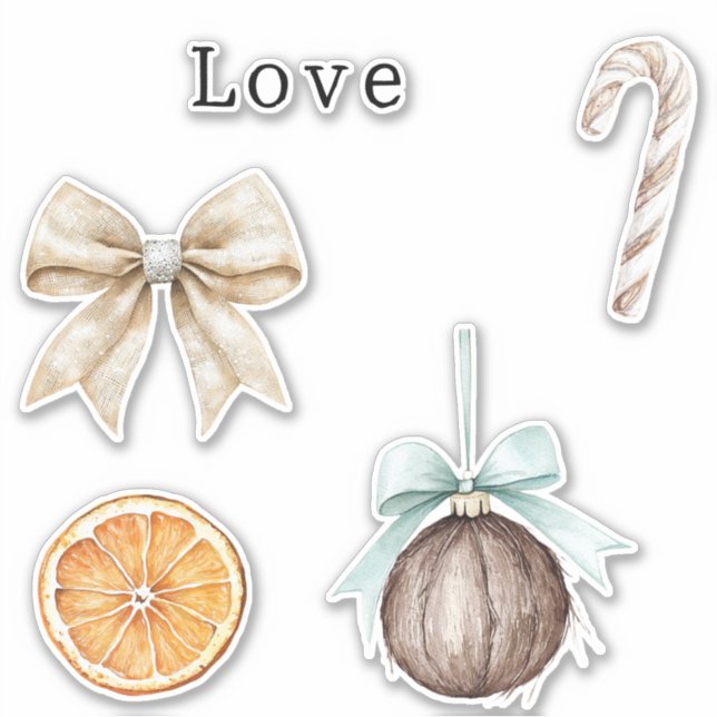 Silver Glam Bow Liebe Orange Coconut Candy Cane Aufkleber (Vorderseite)