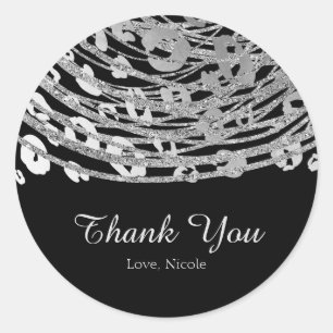 Silver Glam Cheetah Print Exotic Gastgeschenk Runder Aufkleber