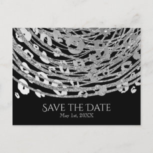 Silver Glam Cheetah Print Exotic Save the Date Ankündigungspostkarte