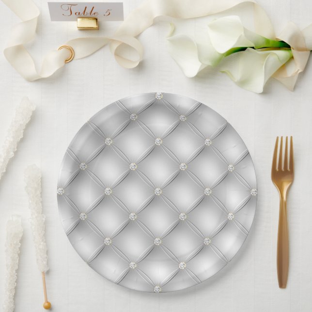 Silver Glam Diamond Wedding Pappteller (Hochzeit)
