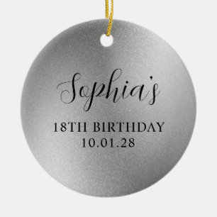Silver Glam Foil 18. Geburtstag Foto Keramik Ornament