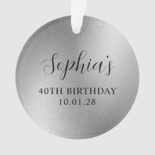 Silver Glam Foil 40. Geburtstag Foto Ornament