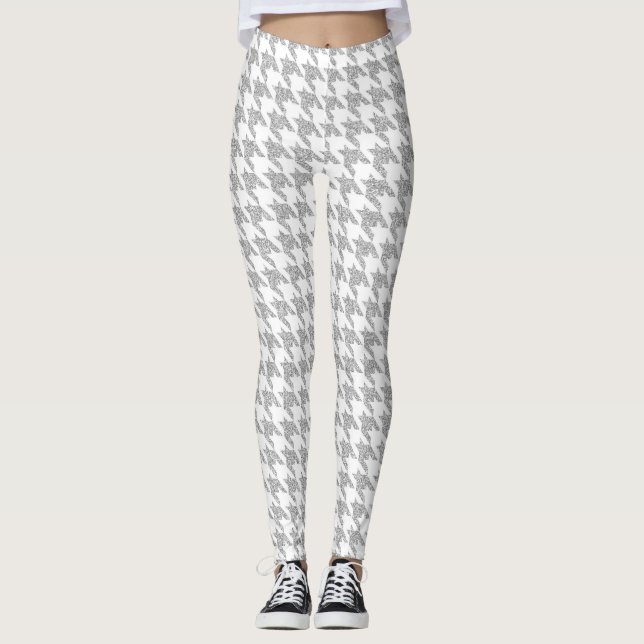 Silver Glam Glitzer Girly Herringbone Leggings (Vorderseite)