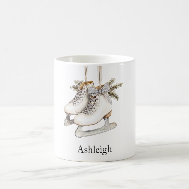 Silver Glam Ice Skate Weihnachten Kaffeetasse (Mittel)