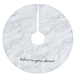 Silver Glam Leopard Print personalisiert Polyester Weihnachtsbaumdecke