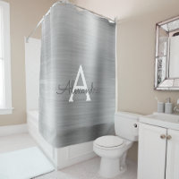 Silver Glam Metallic Modernes Monogramm