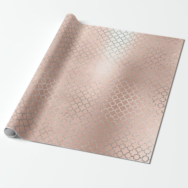 Silver Glam Rosa Rose Gold Art Deco Geschenkpapier (Ungerollt)