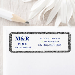 Silver Glam & Royal Blue Wedding Address