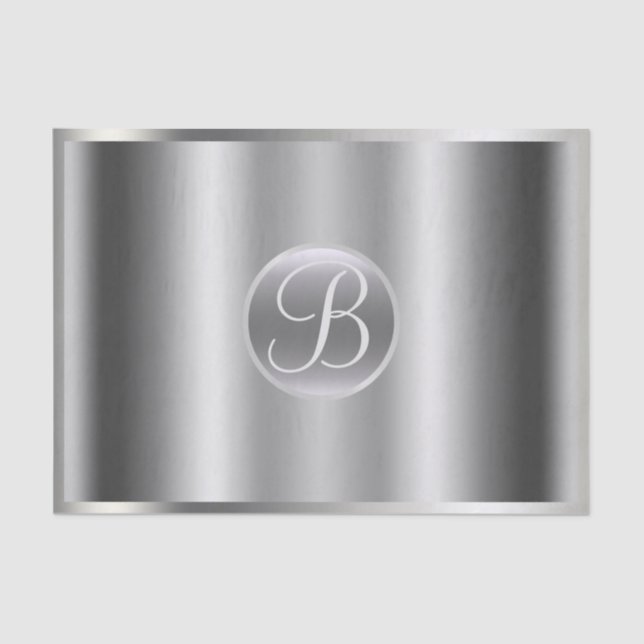 Silver Glam Shine Elegant Monogram Letter Initial Seidenpapier (Vorderseite)