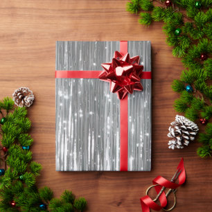 Silver Glam Tinsel Stripes Geschenkpapier