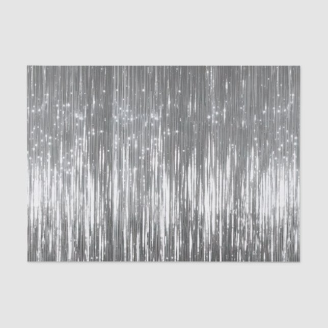 Silver Glam Tinsel Stripes Seidenpapier (Vorderseite)