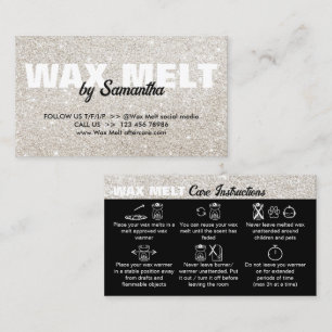 Silver Glam Wax Melt Care Instruktionen Visitenkarte