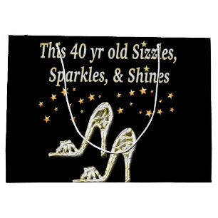 SILVER GLAMOROUS 40. GEBURTSTAG-DESIGN GROßE GESCHENKTÜTE