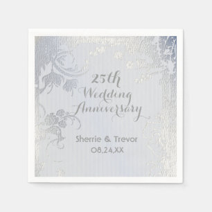 Silver Glimmer 25. Hochzeit Annivarsary Napkins Serviette