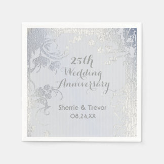 Silver Glimmer 25. Hochzeit Annivarsary Napkins Serviette