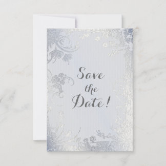 Silver Glimmer Floral Save the Date Einladung