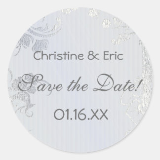 Silver Glimmer Save the Date Runder Aufkleber