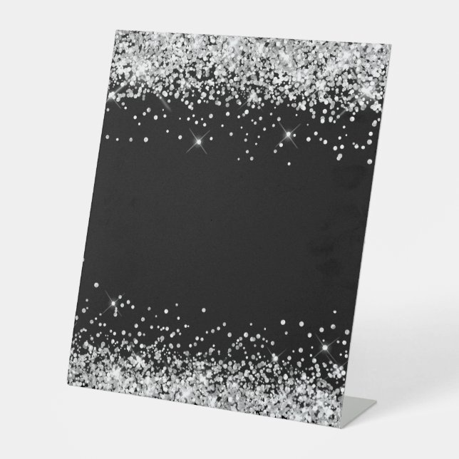 Silver Glitter Black Blank Sockelschild (Vorderseite)