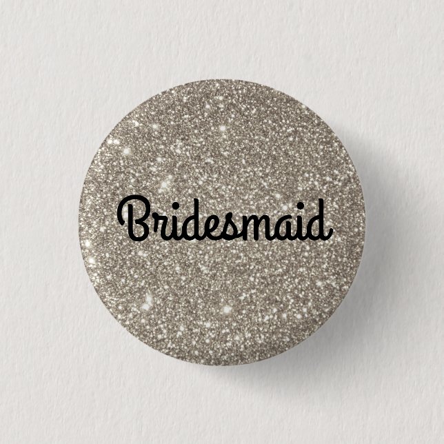 Silver Glitter Bridesmaid Button (Vorderseite)