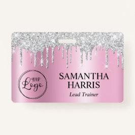 Silver Glitter Drips Pink Shimmer Ausweis