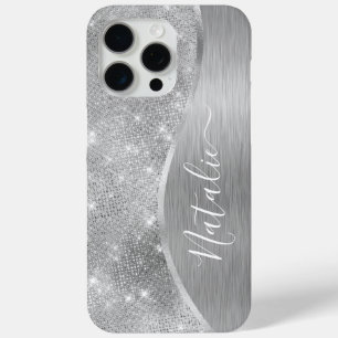 Silver Glitter Glam Bling Personalized Metallic Case-Mate iPhone Hülle