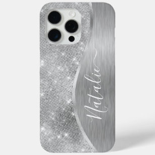 Silver Glitter Glam Bling Personalized Metallic Case-Mate iPhone Hülle