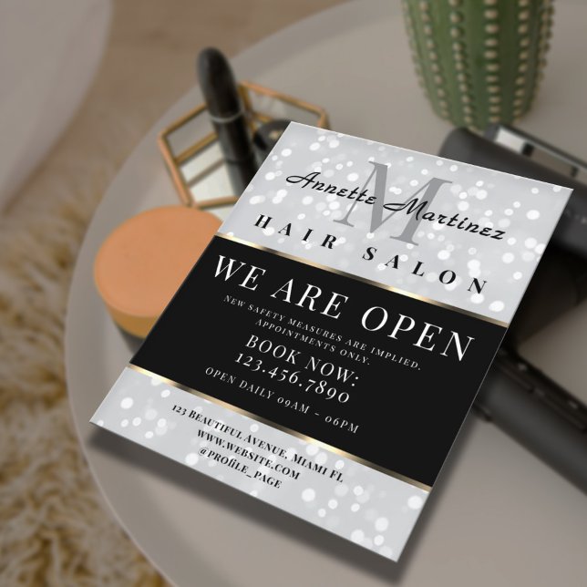 Silver glitter hair salon flyer (Von Creator hochgeladen)