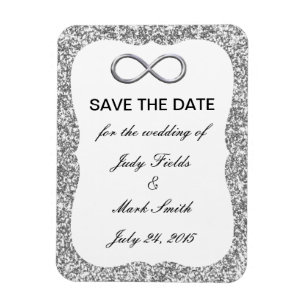 Silver Glitter Infinity Save The Date Magnet