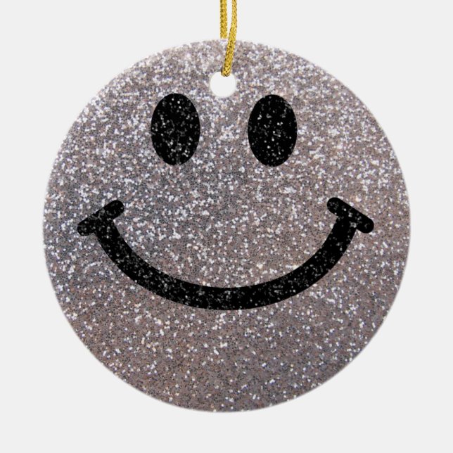 Silver Glitter Keramik Ornament (Vorne)