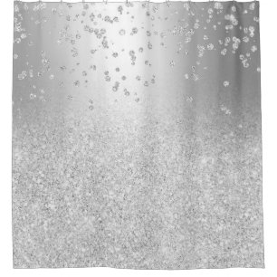 Silver Glitter Metallschatten Sparkles Confetti Duschvorhang