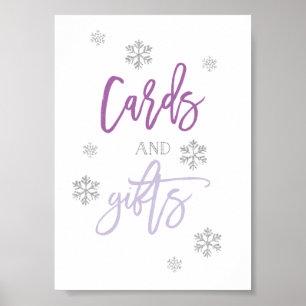 Silver Glitter Snowflakes   Cards and Gifts Sign Poster