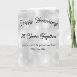 Silver Glitter Texture 25th Wedding Anniversary Karte