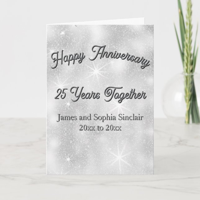 Silver Glitter Texture 25th Wedding Anniversary Karte (Vorderseite)