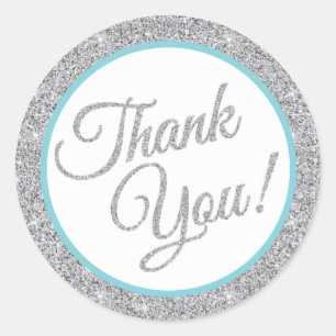 Silver Glitter Vielen Dank Stickers