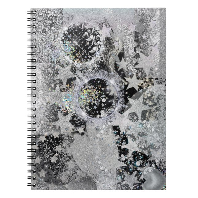 Silver Glittery Design on Spiral Notebook/Journal Notizblock (Vorderseite)