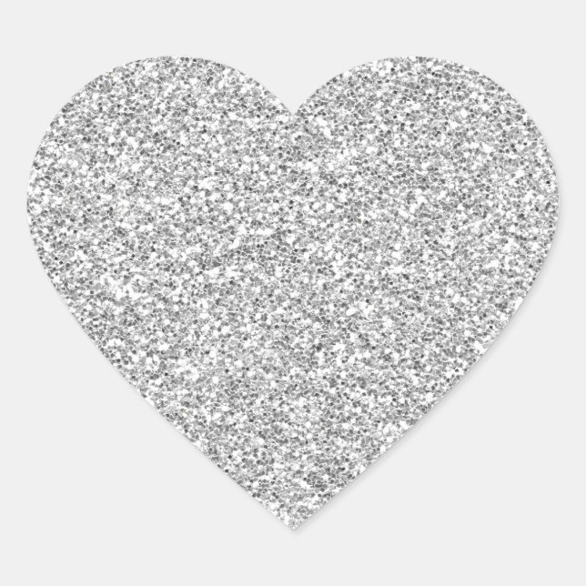Silver Glittery Metal-Sticker Herz-Aufkleber (Vorderseite)