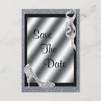Silver Glittery Stiletto & Streamers 60. Geburtsta Save The Date