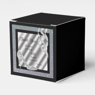 Silver Glittery Stiletto & Streamers Geschenkschachtel