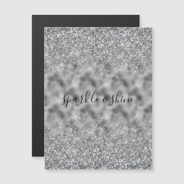Silver Glitz Sparkle Magnetkarte (Vorne/Hinten)